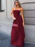 Off-shoulder Strapless Pleated  Maxi Dress Women - Norellé