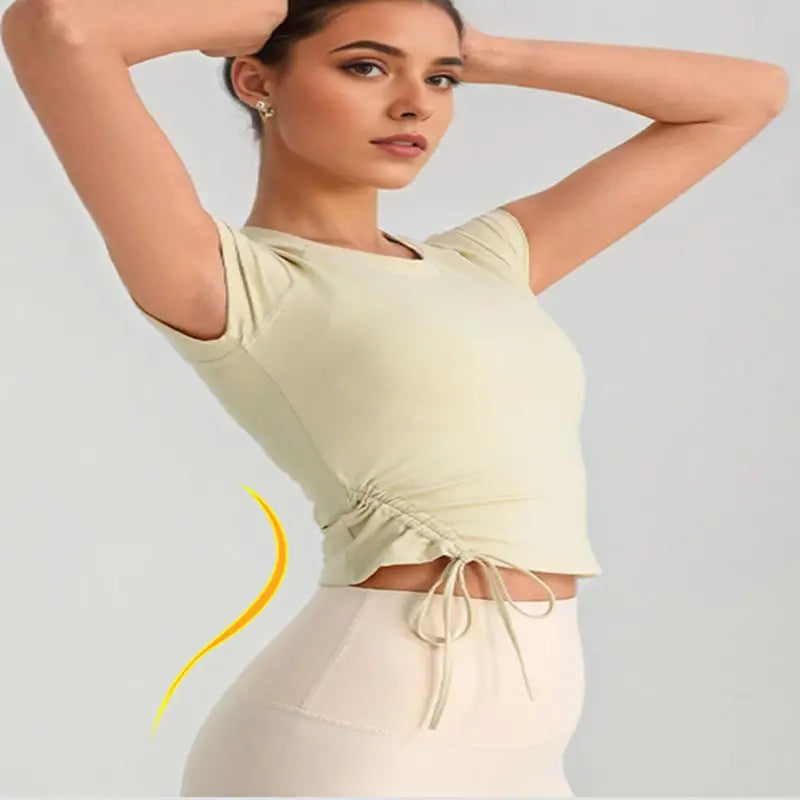 Round Neck Fitnes Yoga Top Breathable Quick Drying Running T-shirt