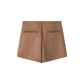 Women High Waist A-line Culottes Mid-waist Hidden Zipper Pocket Mini Skirt Shorts
