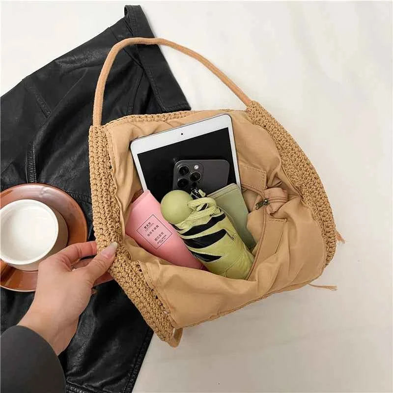 Weave Handbag Large Capacity Shoulder Bag Hollow out Tote Bag