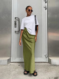 Elegant Satin Black Trumpet Skirts Fashion Slim High Waist Skirts - Norellé