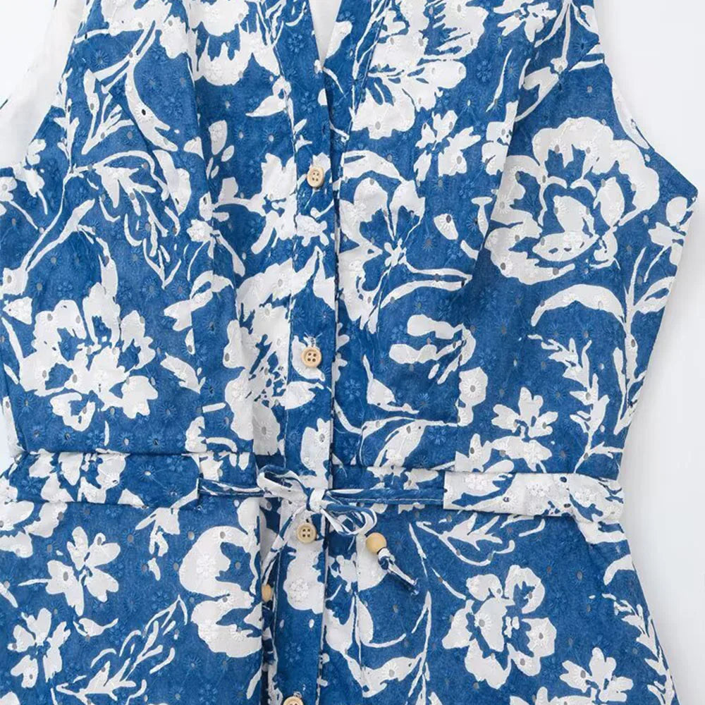 Women's Lace-up Floral Print Mini Dress - Norellé