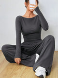 Women's Two-Piece Wide-Leg Pants Set Soft And Waxy Style Suit - Norellé