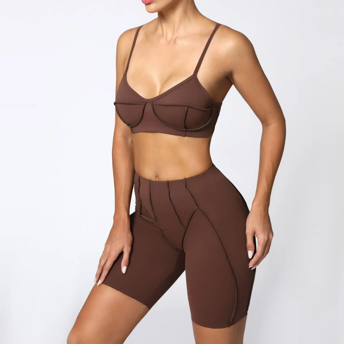 Seamless Yoga Sets Sports Fitness High Waist Hip-lifting Shapeing Leggings Backless Bra Suit