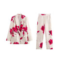 Women's Clothing  Casual Temperament Printed Suit Jacket Pants Set