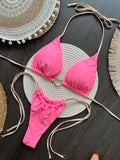 Halter Solid color Bikini Set Women's Swimsuit - Norellé