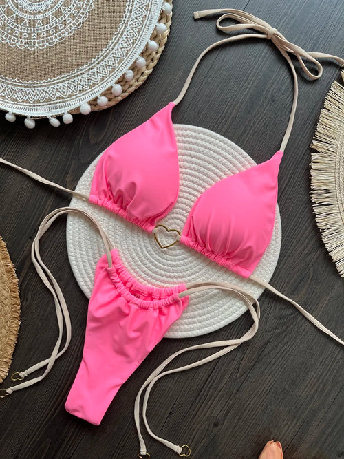 Halter Solid color Bikini Set Women's Swimsuit - Norellé