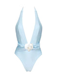 One Piece Siwmsuit with Sheer Skirt Coverup Beachwear Holiday Dress - Norellé