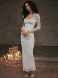 Elegant Sheer Long Sleeve Maxi Dress For Women - Norellé
