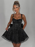 Glitter Bright Silk Sparkling Bow Women Dress - Norellé