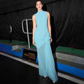 Draped Ruched Mesh Long Dress For Women