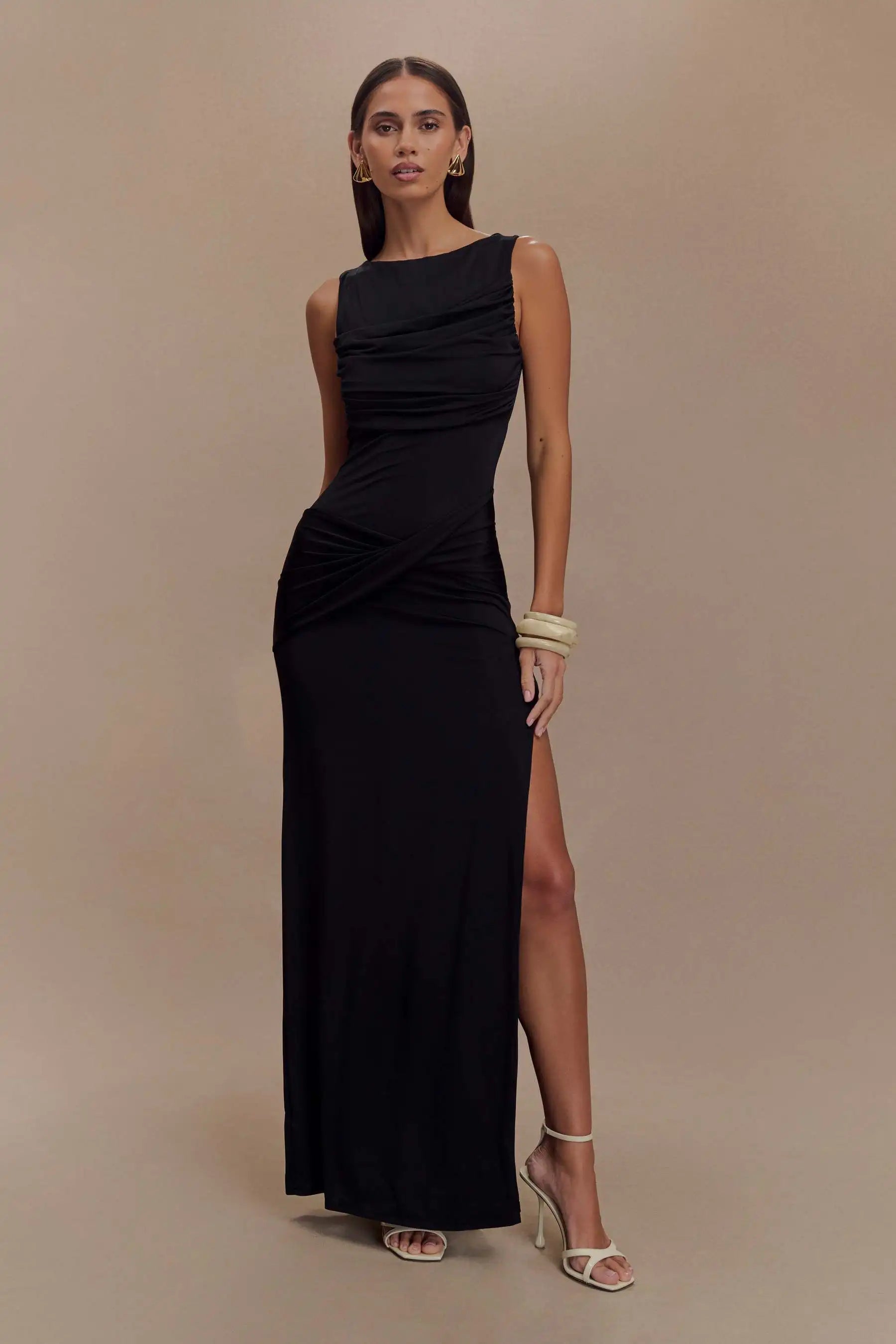 Sleeveless Pleated Bodycon Elegant Backless Maxi Dress Women - Norellé