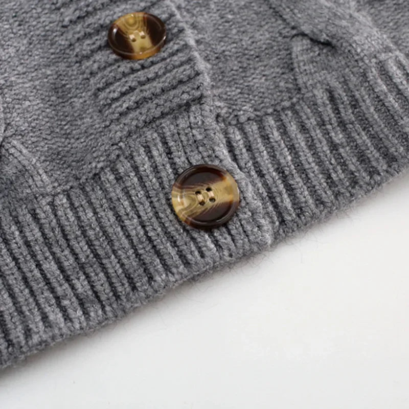V Neck Cropped Cardigan Women Long Sleeve Twist Knitted Sweater Coats - Norellé