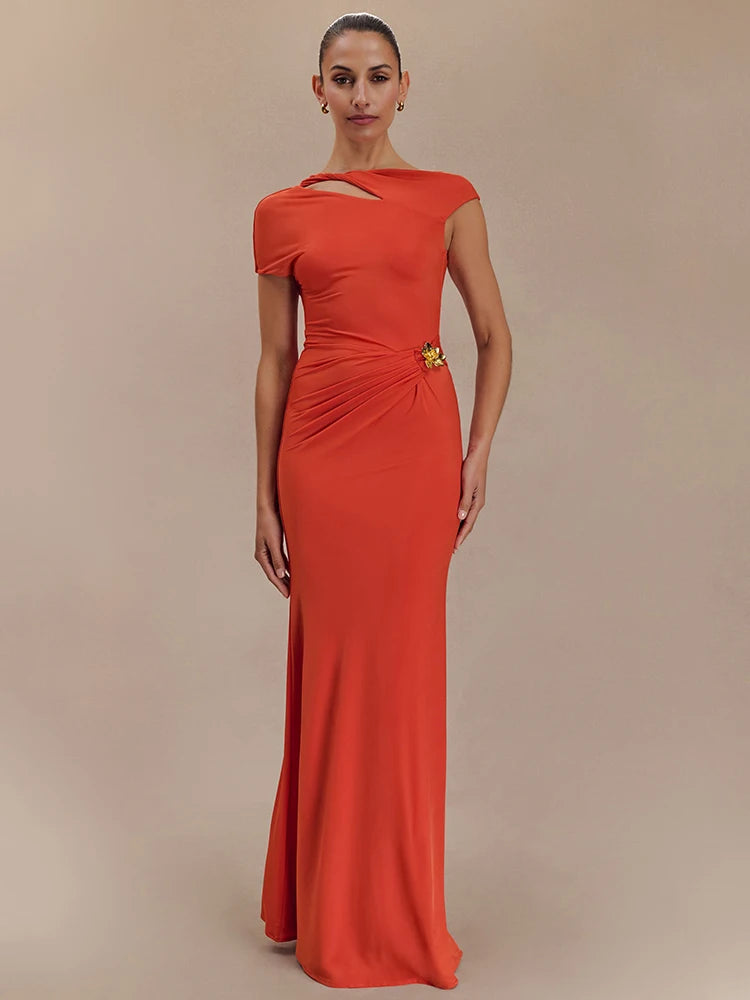 Hollow Out Gold Clasp Maxi Dress For Women - Norellé