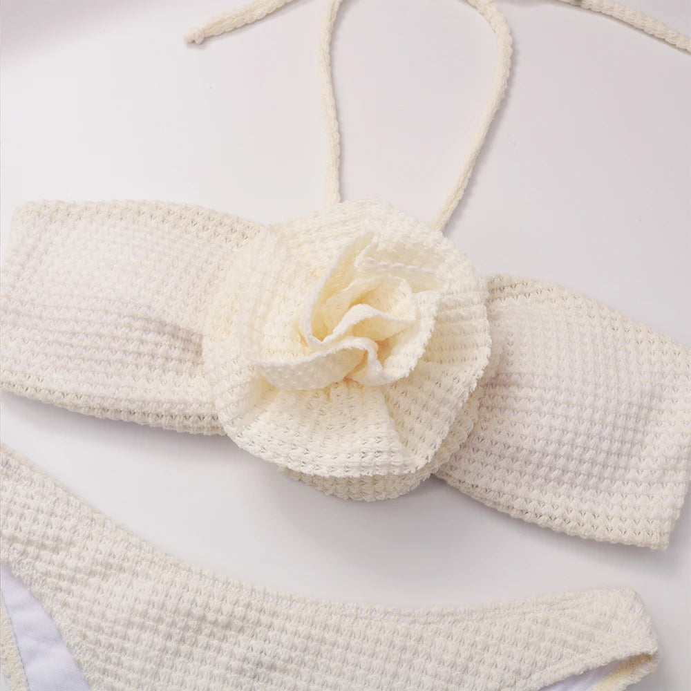 Flowers Three Pieces Bikini Set Swimsuit For Women - Norellé