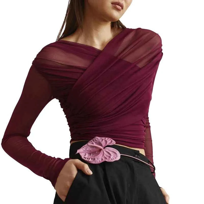 Chic Design Cross Neck Crop Top