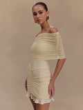 Mesh Strapless Off-shoulder Ruffled Mini Dress For Women - Norellé