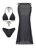 Flower Print Bikini Set Women's High Waist Long Skirt 3 Piece Swimsuit - Norellé