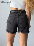 Blue Women's Denim Shorts Summer High Waist Casual Chic - Norellé