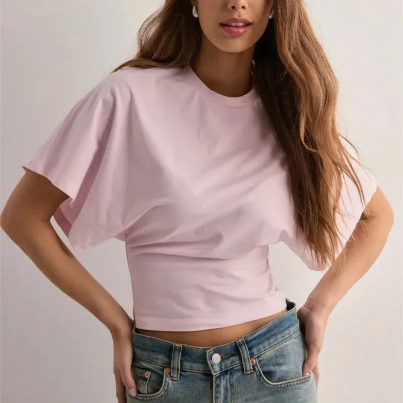 Simple Matching T-shirt Round Neck