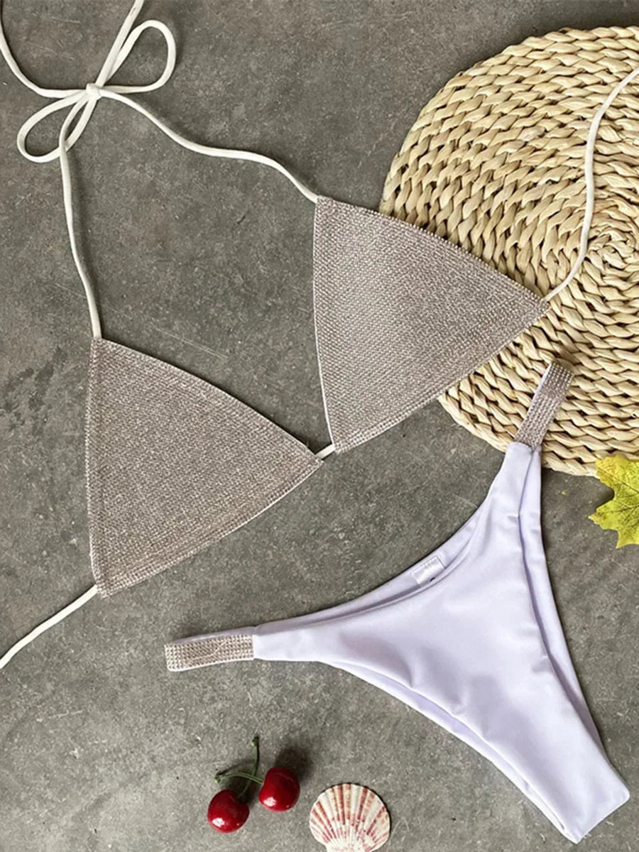 Halter Jewelled Sequins Diamond Bikini Women Swimsuit - Norellé