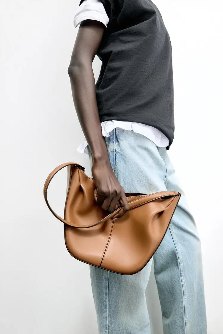 Fashionable Top Handle Bag, Solid Color Simple Shoulder Bag
