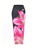 Flower Print Bikini Set Women's High Waist Long Skirt 3 Piece Swimsuit - Norellé