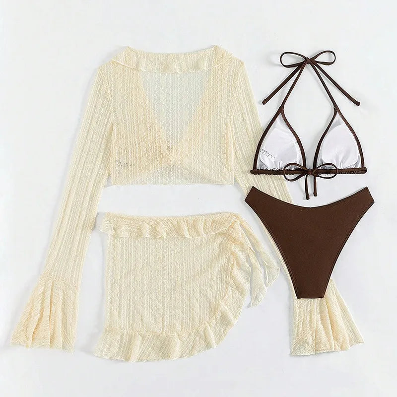 Bow-tie Printed One Piece Swimsuit and Pants and Skirt - Norellé