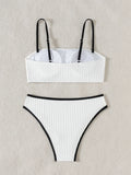 High-Rise Bottoms Bikini Set Trendy Beachwear Straight Neckline High Rise Swimwear - Norellé
