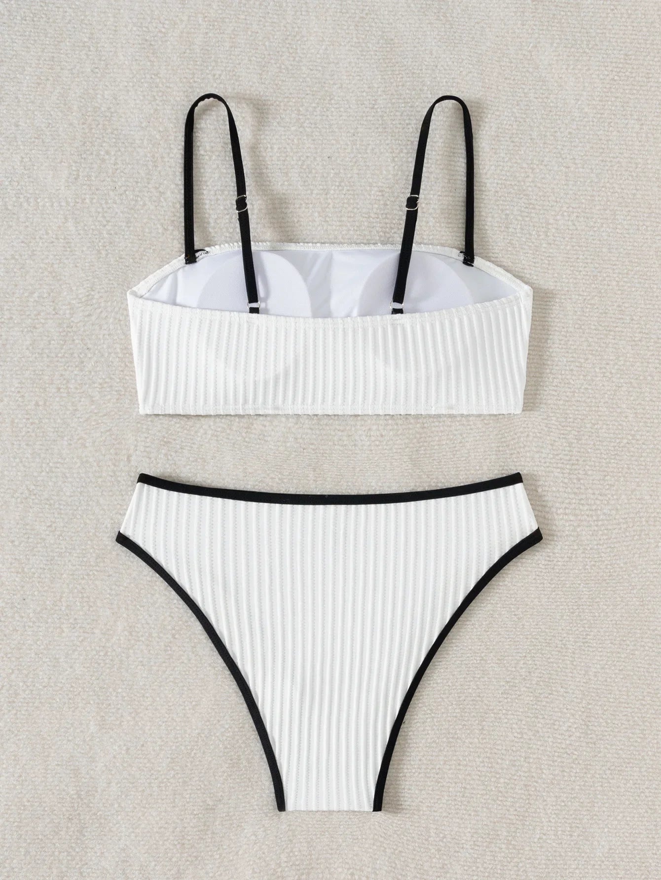 High-Rise Bottoms Bikini Set Trendy Beachwear Straight Neckline High Rise Swimwear - Norellé