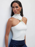 Turtleneck Basic Knit Tank Tops Women Vest Pullovers Metal - Norellé