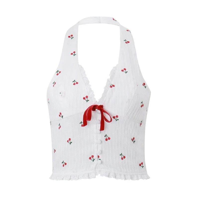 Fashion Print Halter Camis Tank Tops Summer Knitted - Norellé