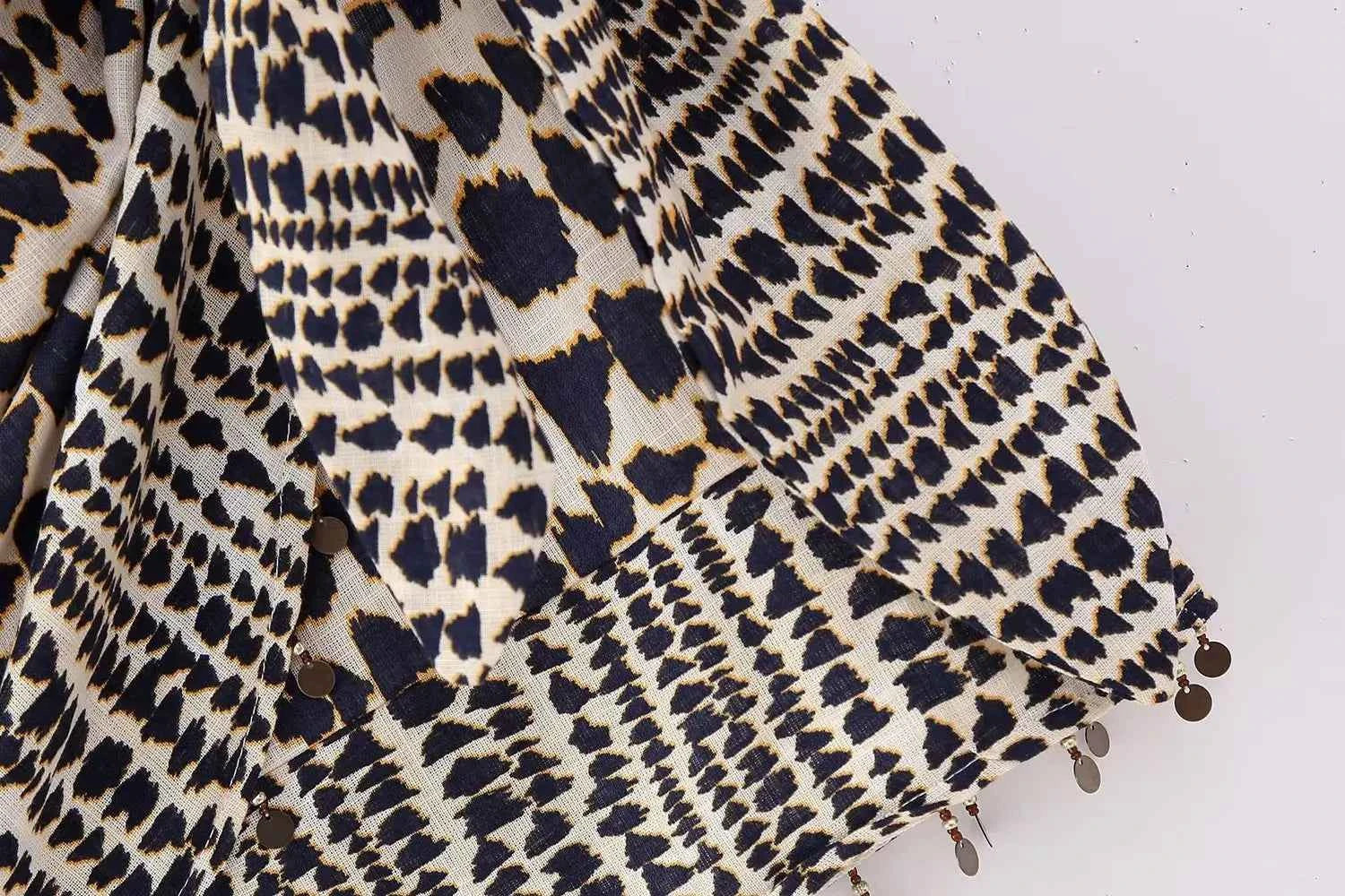 Women Vintage Geometric Print Knotted Mini Skirt