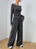 Women's Two-Piece Wide-Leg Pants Set Soft And Waxy Style Suit - Norellé