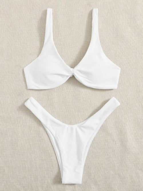 Solid Tie Bikini Padded Bra High Leg - Norellé