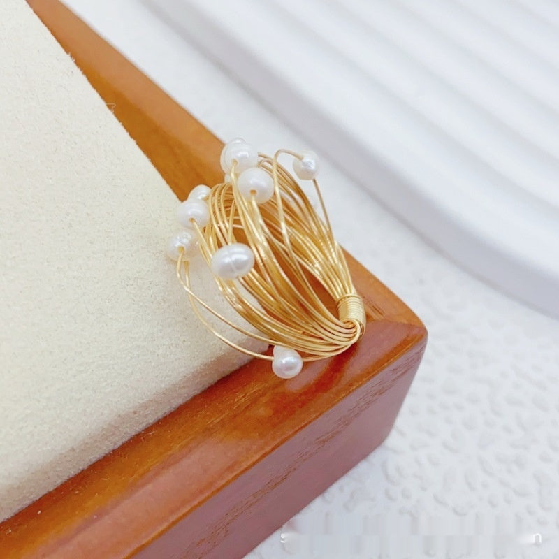 Starry Sky Winding Tourmaline Pearl Ring - Norellé