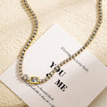 Tennis Zircon Light Luxury Emerald Stainless Steel Plated 18K Gold Necklace - Norellé