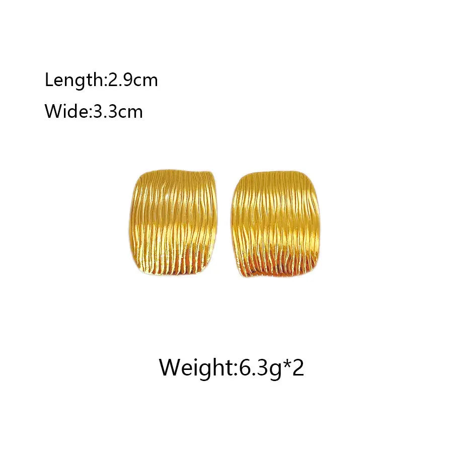 Square Striped Stainless Steel Earrings - Norellé