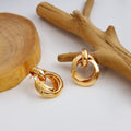 Fashion Geometry Pattern Stud Earrings Silver Needle Retro Hoop Earrings - Norellé