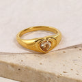 Design Heart-shaped Inlaid Zircon Titanium Steel Ring For Women - Norellé