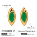 Stainless Steel Studs Ornament Green Agate - Norellé