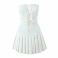 Tube Top Bow Bandage Slim-fitting Patchwork Pleated Dress - Norellé