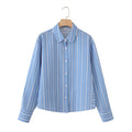 Striped Poplin Cotton Long-sleeved Lapel Shirt - Norellé