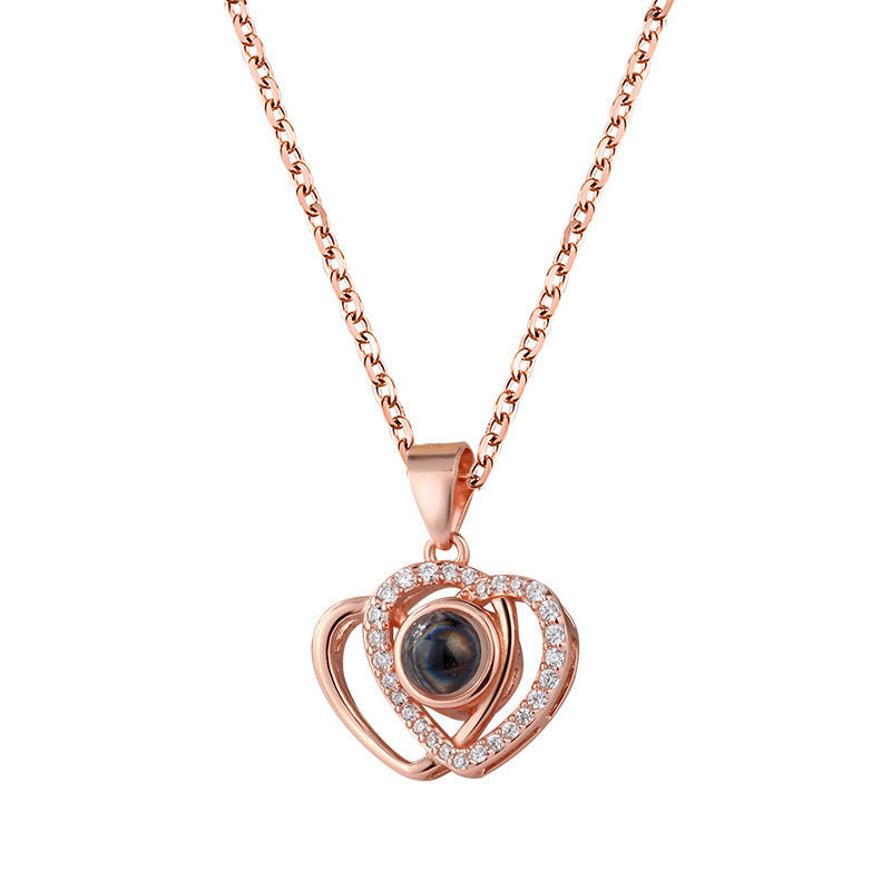 Language I Love You Love Heart-shaped Projection Necklace - Norellé