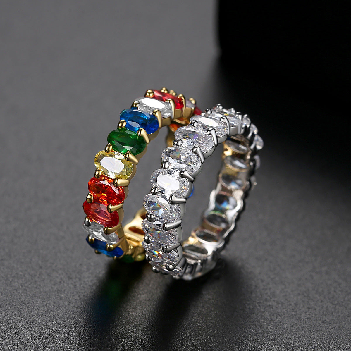 Colorful Women's Copper Inlaid Zirconium Ring - Norellé