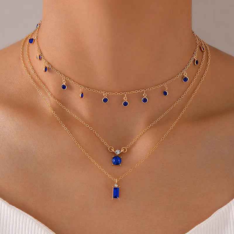 Vintage Grandmother Blue Green Pearl Multilayer Simplicity Necklace - Norellé