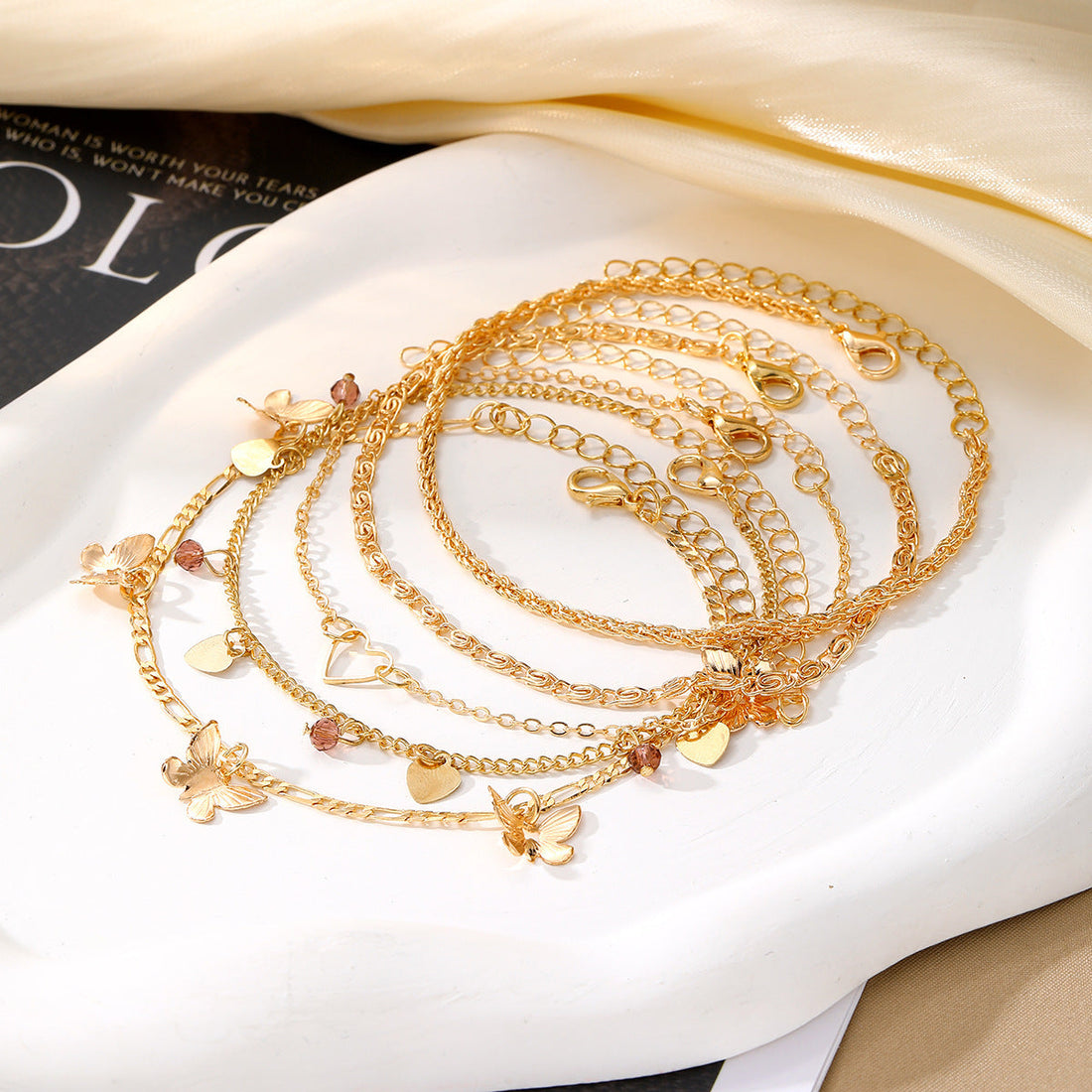 Butterfly Summer Beach Style Anklet Five-piece Set - Norellé