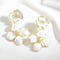 Drop Oil Camellia Earrings Hong Kong Style Retro - Norellé
