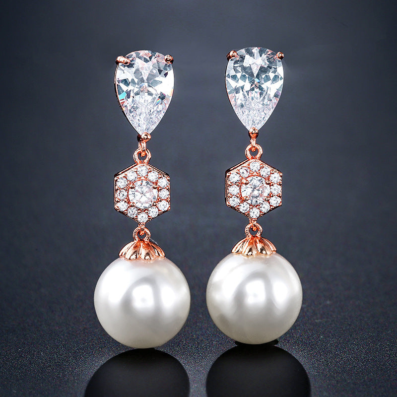 Stylish Water Drop Zircon Earrings Elegant - Norellé