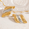 Special-interest Design Contrast Color Plating 18K Real Gold Titanium Steel Ear Studs Female - Norellé